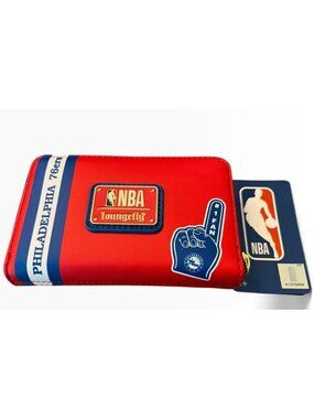 Loungefly NBA Philadelphia 76ers Patches Icons Zip Around Wallet New With Tags